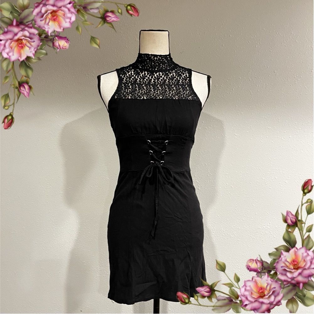 Free‎ People High Society Black Lace Sleeveless Bodycon Mini Dress